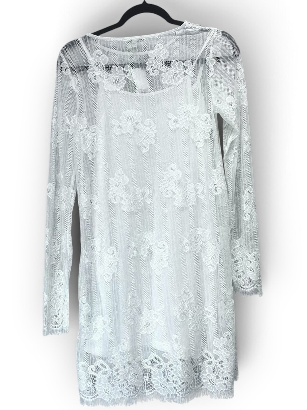 Charlotte Russe White Floral Lace Long Sleeve Dress M NWT